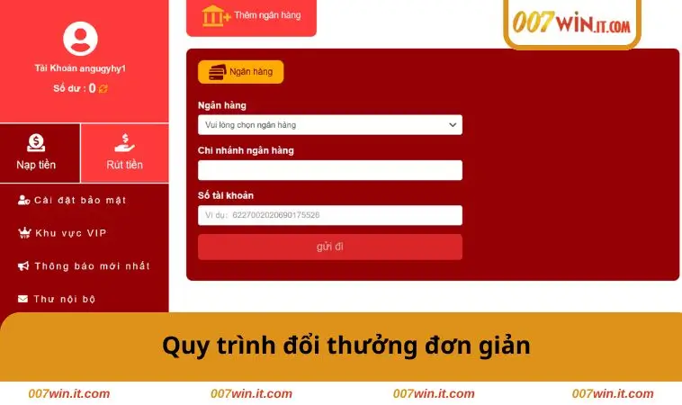 Quy trình đổi thưởng đơn giản